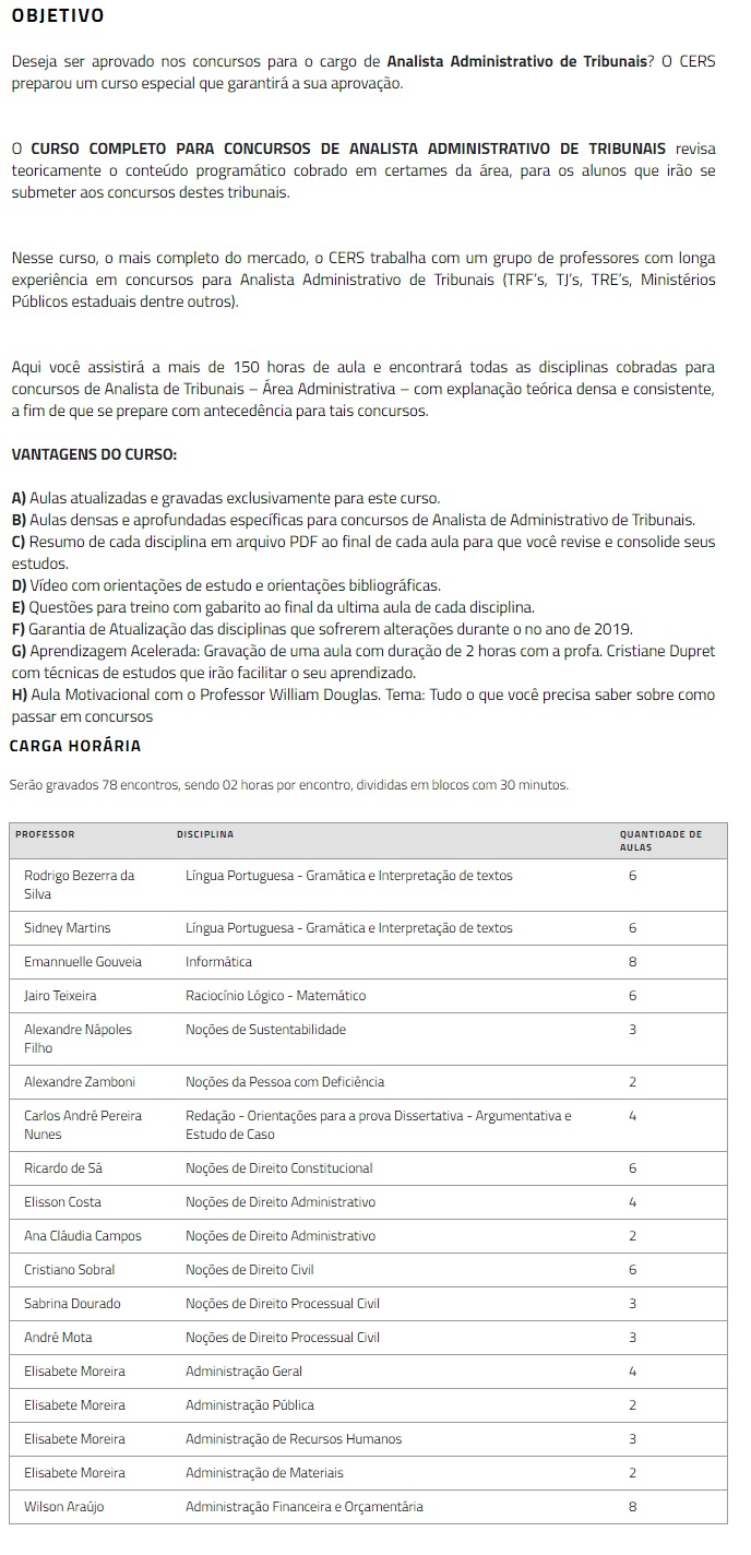 Rateio Analista Administrativo dos Tribunais 2019.2 (C) 5